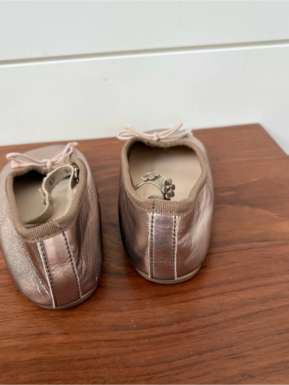 Noralee Kids Mocha Metallic Ballet Flats Dress Shoes Bow Formal Holiday Size 12